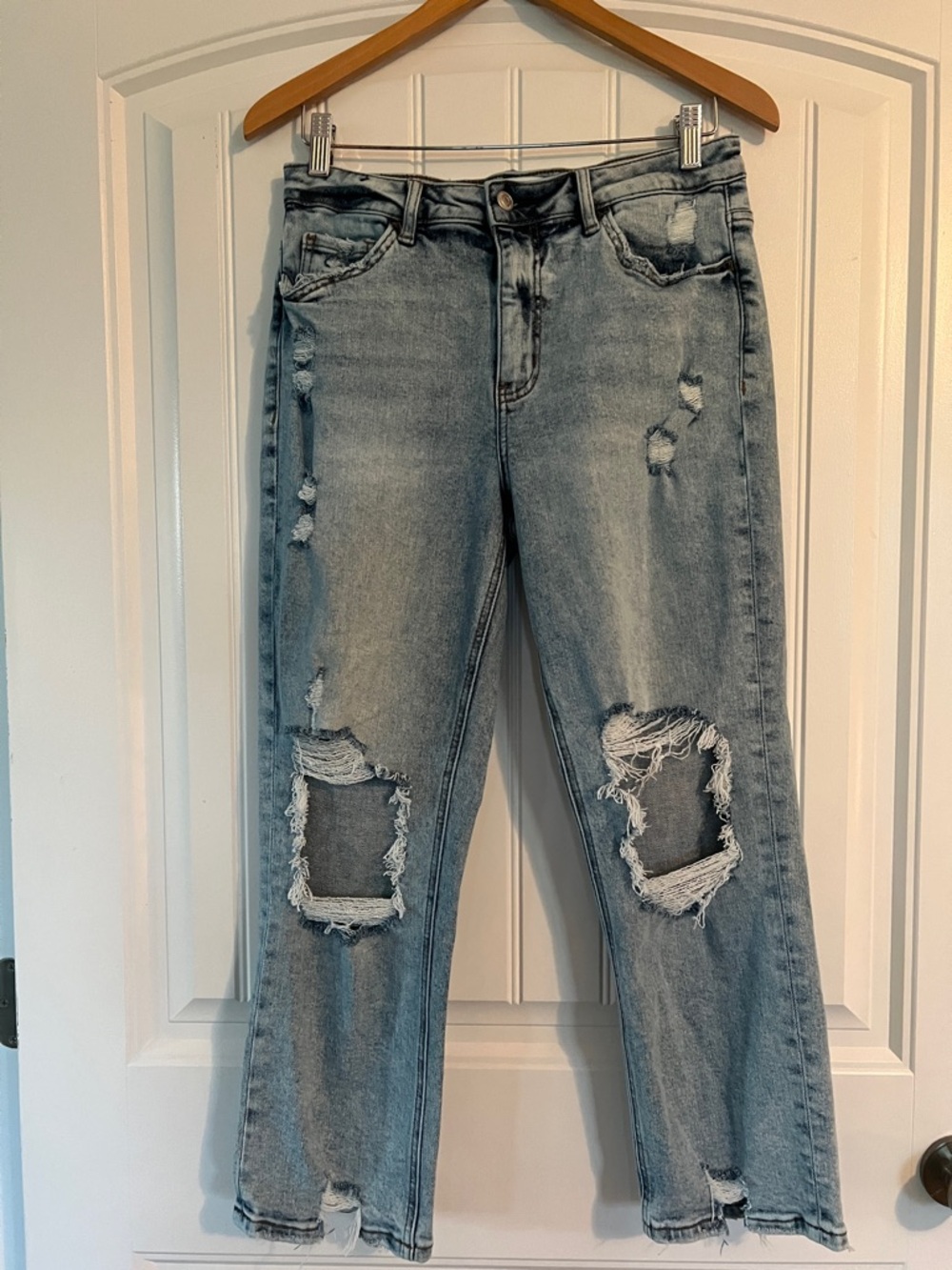 Lovervet by Vervet High-Rise Cropped Distressed Straight Leg Jeans